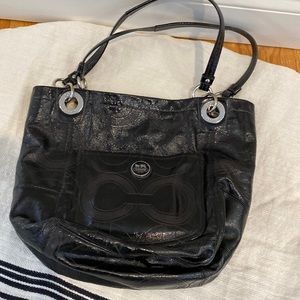 Coach Leather Tote Shoulder Bucket Bag (black)